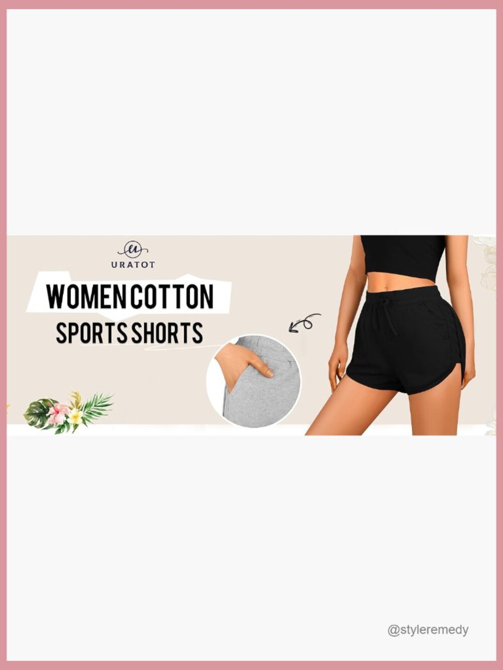 Cotton Yoga Shorts with Pockets High Rise Loose Fit Athletic Running Gym - Picture 6 of 7